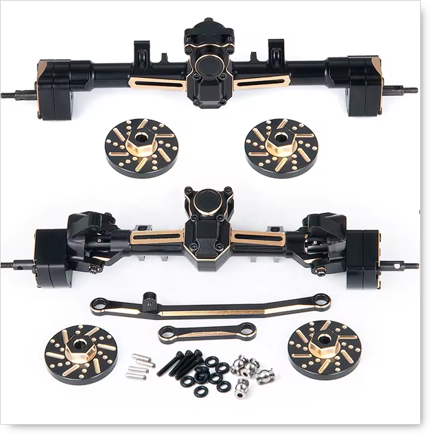 DCR Front & Rear Portal Axles with Hex Adapter Weights for Axial SCX24 1/24 RC Crawler (Deadbolt, Gladiator, Bronco)