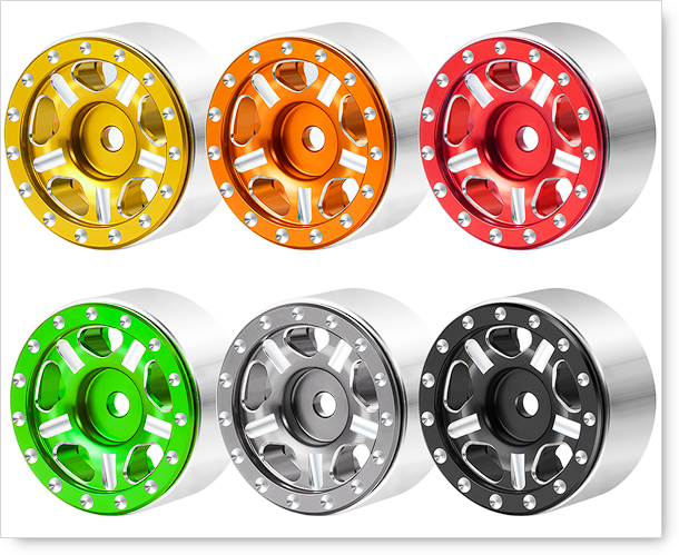 DCR 1.0" Machined Aluminum Beadlock Wheel Set (4PCS) 1/24 (Axial SCX24 90081 AXI00001/02)